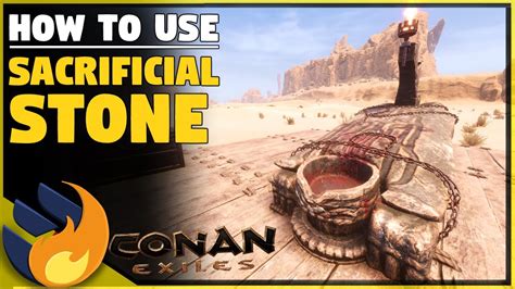 A detailed overview of Sacrificial Stone - Crafting Station - Construction in Conan Exiles featuring descriptions, locations, stats, lore & notable information.